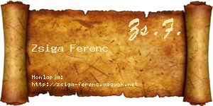 Zsiga Ferenc névjegykártya